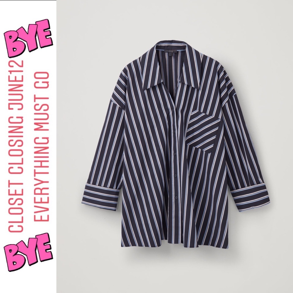 COS - STRIPED OPEN-COLLAR SHIRT